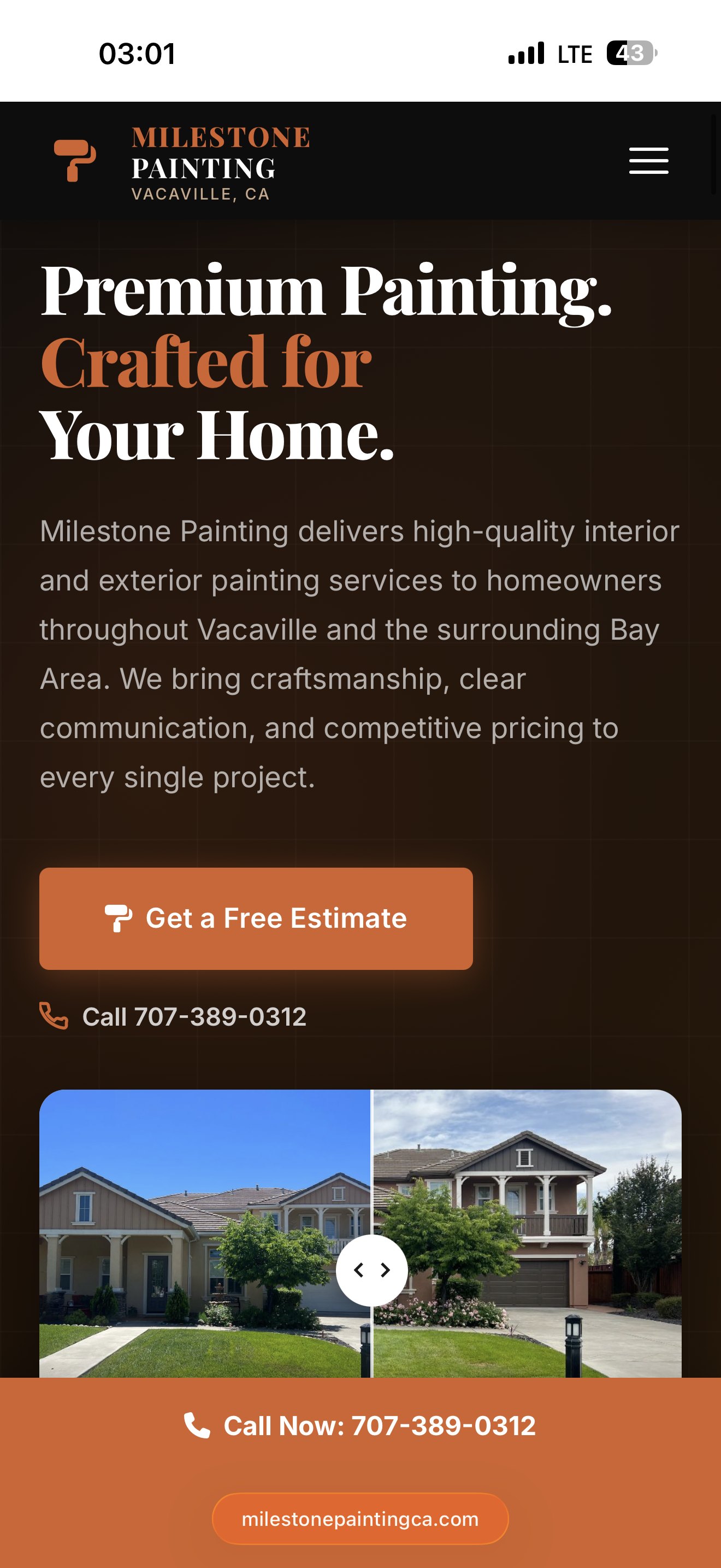 Client website on mobile