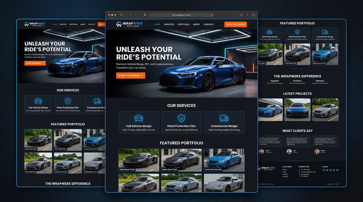 WrapKing Auto Studio website concept